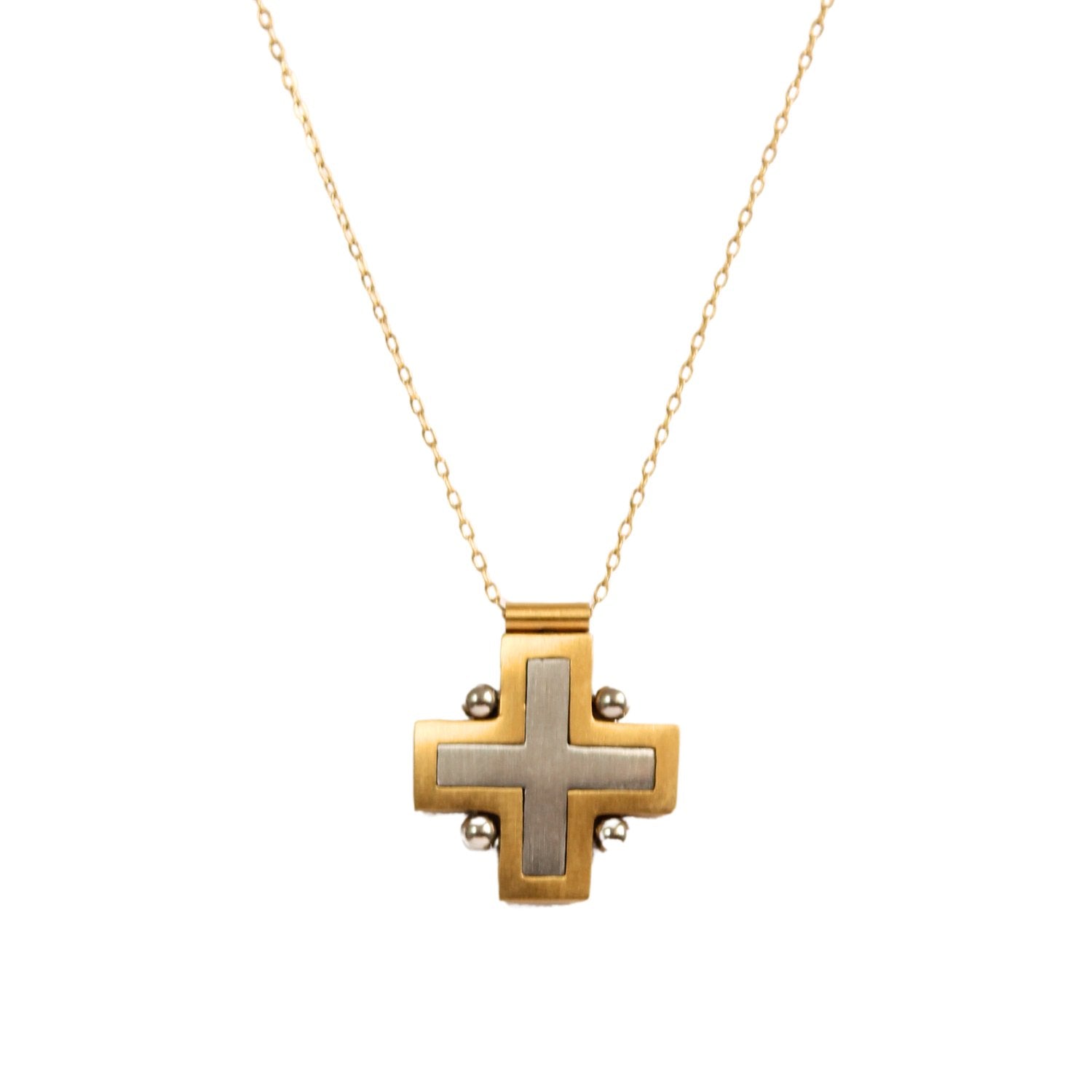 '2 Tone Cross' Necklace