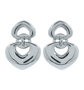 Silver Earrings with Locked Hearts Shape