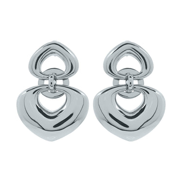 Silver Earrings with Locked Hearts Shape