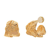 Small gold hoop earrings, with irregular texture