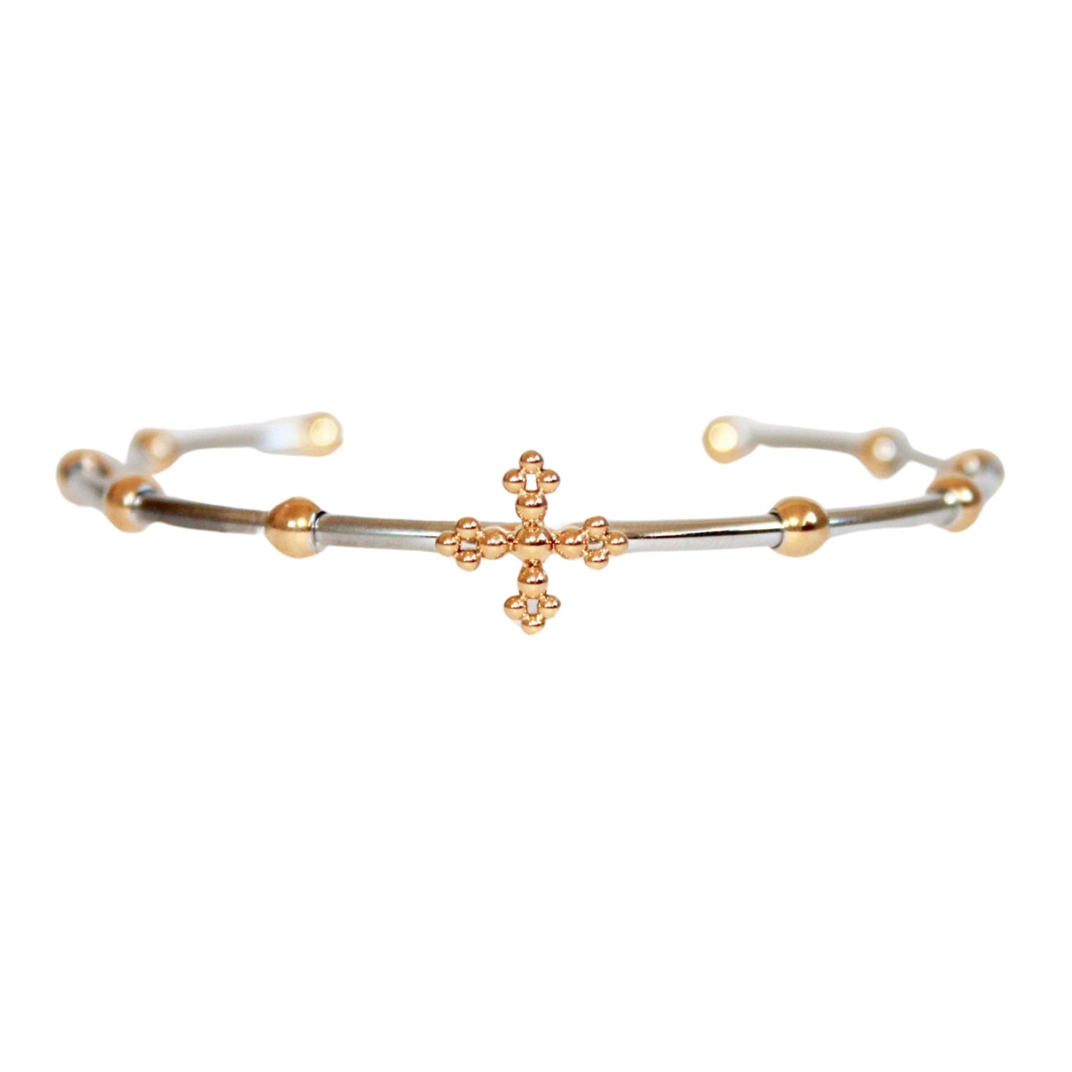 'BELIEF' Rosary Rigid Bracelet - Two Tone -