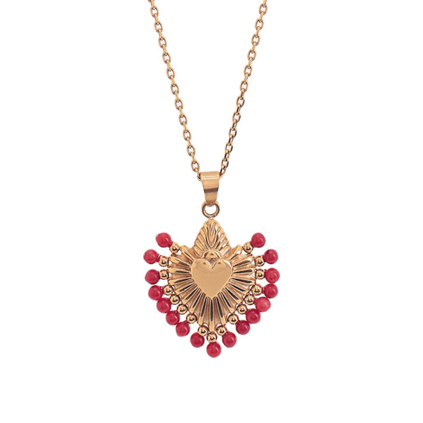 'CUORE' CORAL STONES NECKLACE