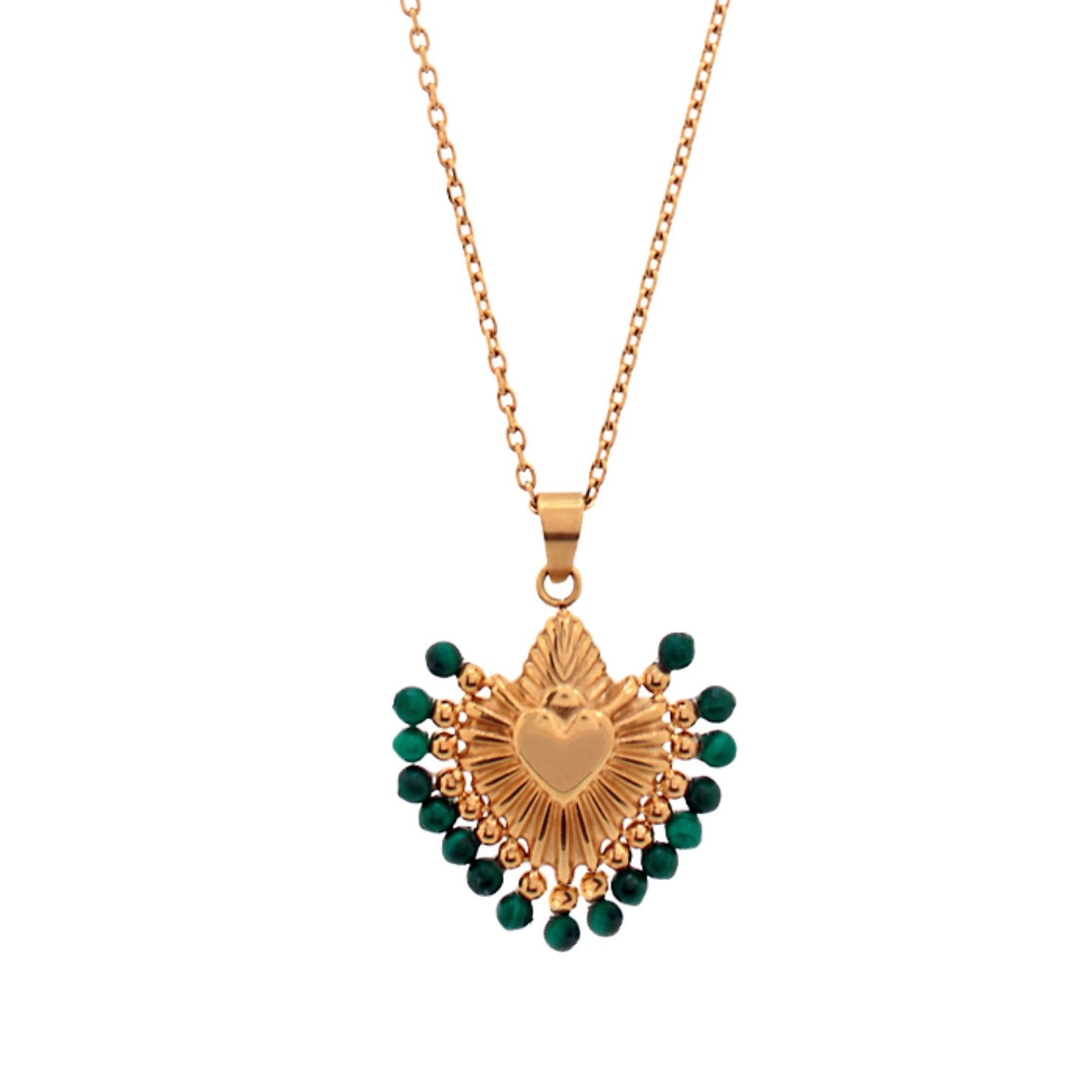 'CUORE' MALACHITE STONES NECKLACE