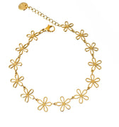 Gold bracelet, with a design of daisy flowers linked togeder