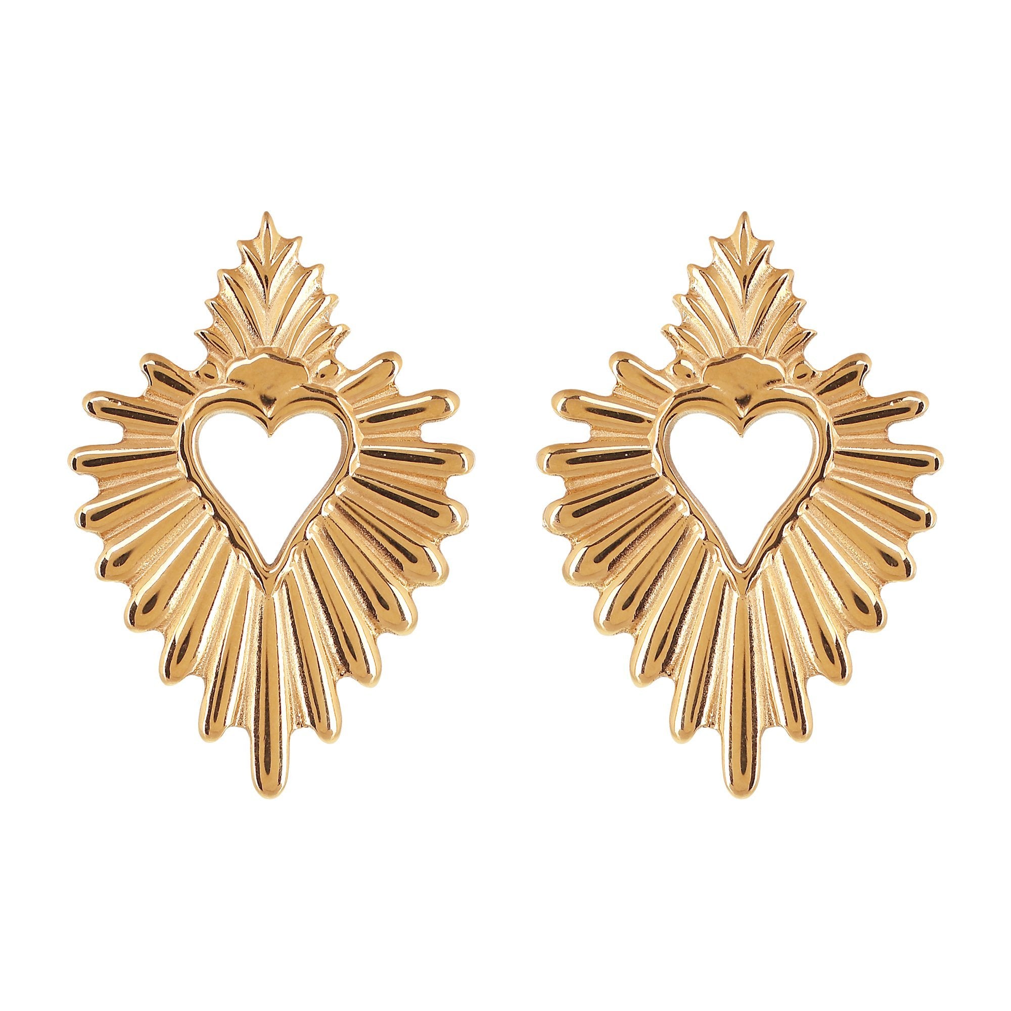 Shape heart gold earrings 