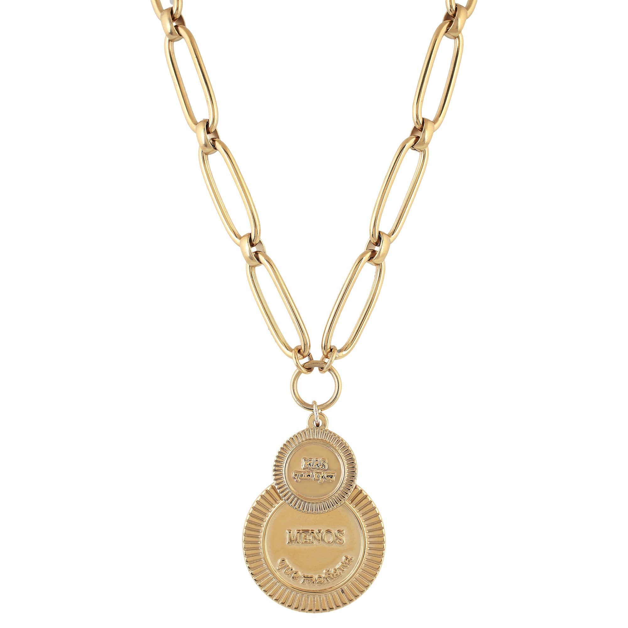 'DON'T EVER STOP' Double Medal Necklace