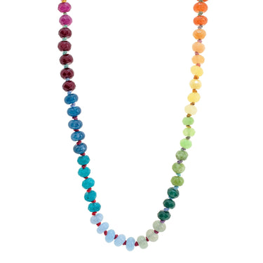 Thread necklace with colorful jade stones