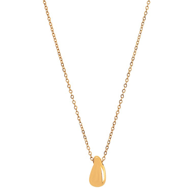 Gold necklace with single drop shaped pendant