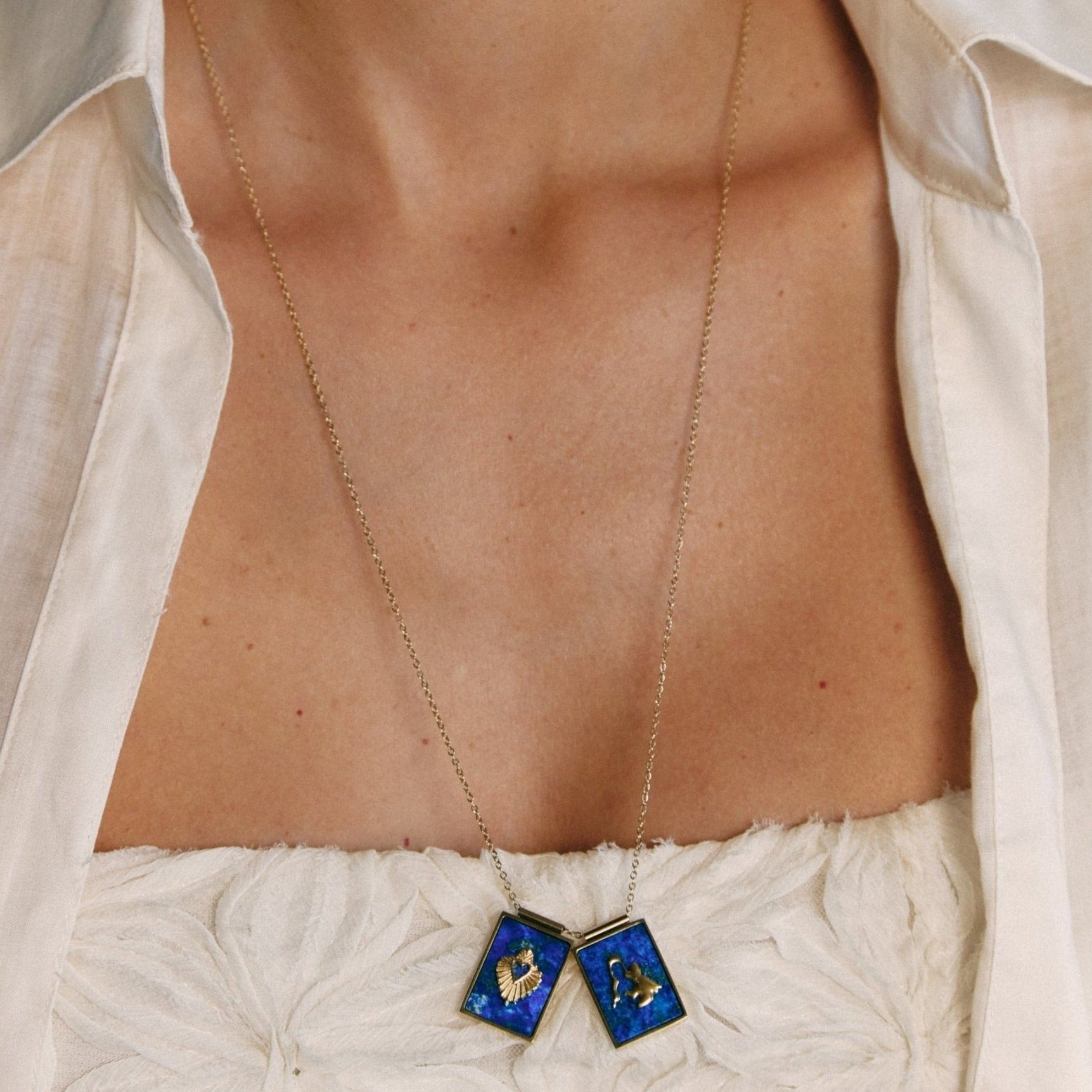 'SCAPULAR' Virgin & Sacred Heart -Lapis Lazuli-