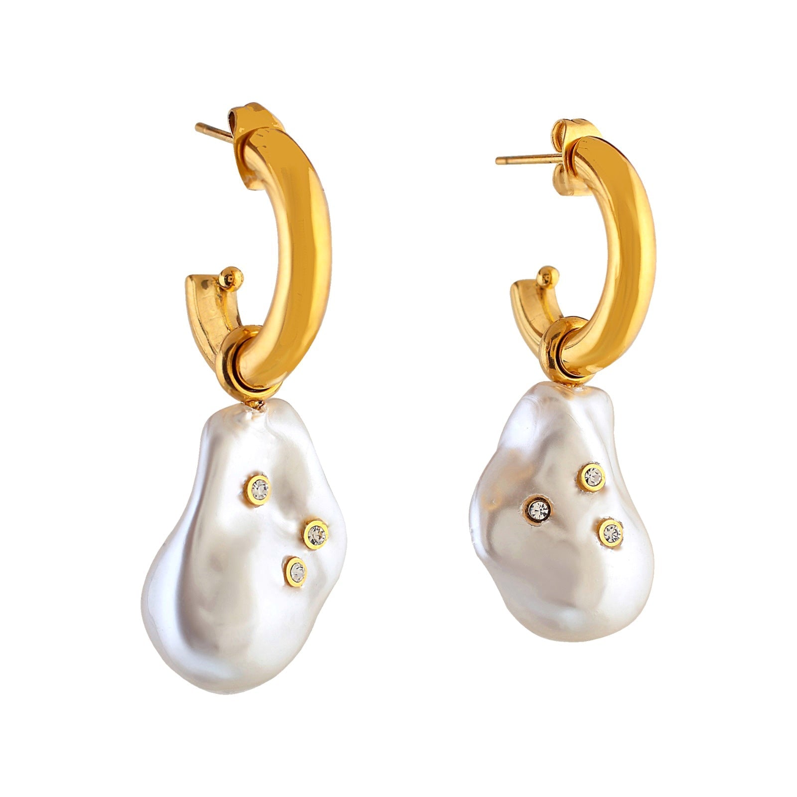 Faux Pearl with Zircons Earrings