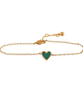 Gold bracelet with heart-shaped centerpiece with a real malachite stone